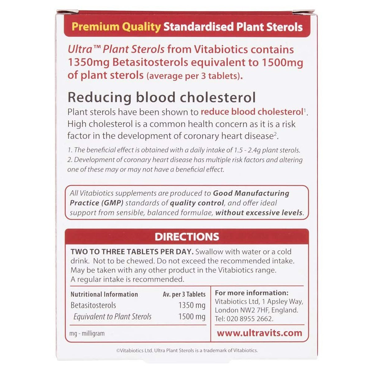 Vitabiotics Ultra Plant Sterols 1500mg Premium Quality - 30 Tablets - image 4