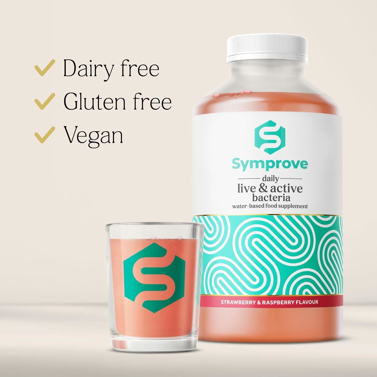 Symprove Strawberry & Raspberry Probiotic Drink with Live Bacteria 500ml  Pack of 4