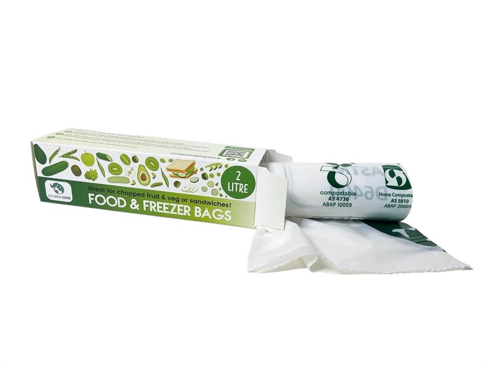 Eco Green Living 2 Litre Certified Compostable Food & Freezer Bags