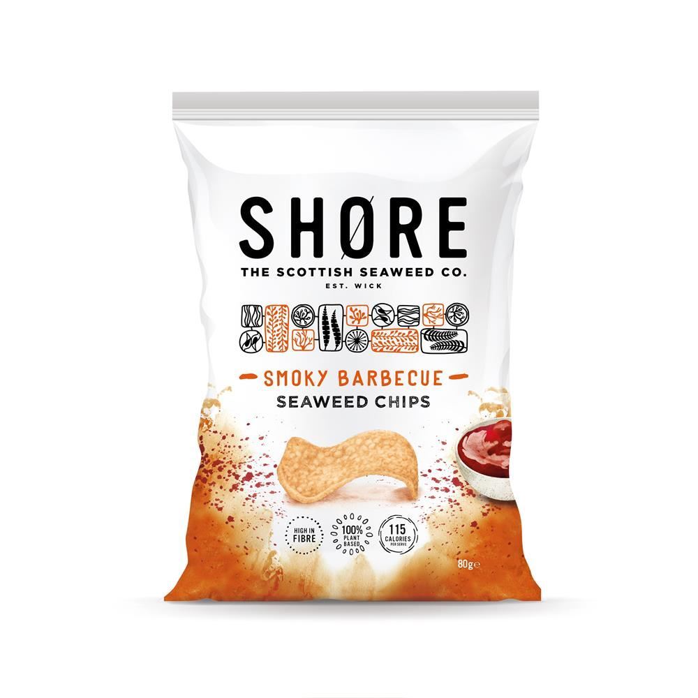 Shore Scottish Seaweed Seaweed Chips - Smoky Barbeque - 80g - 6 Pack