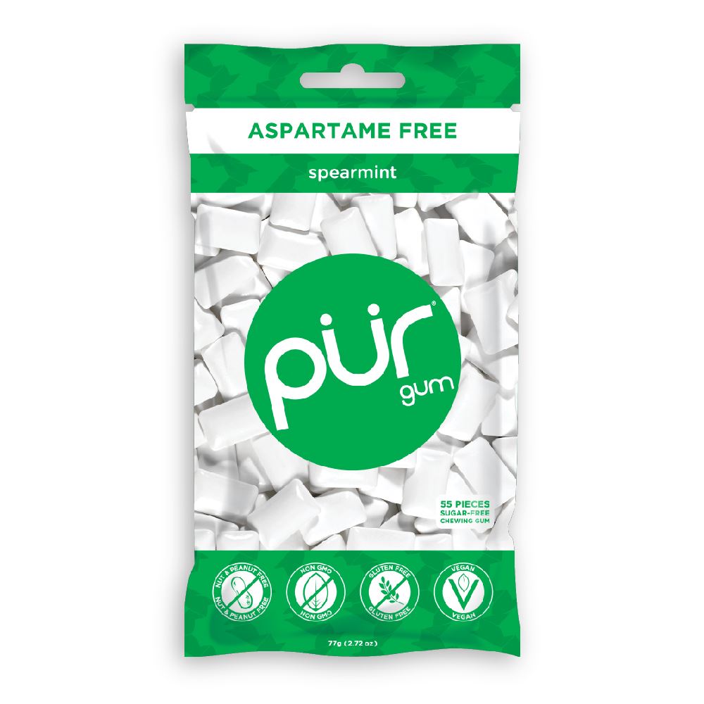 Pur Gum ASPARTAME FREE - PUR Gum Spearmint Gum 77g Bag