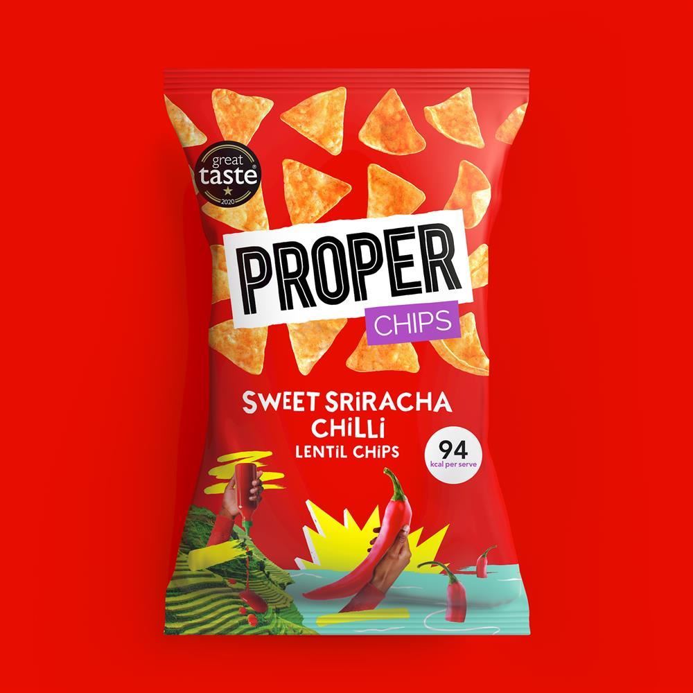 Properchips Sweet Sriracha Chilli Lentil Chips 85g - 8 Pack