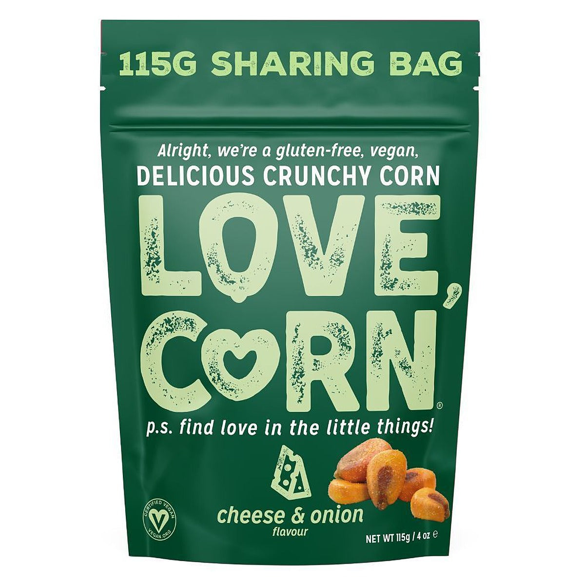 Love Corn Cheese & Onion Corn Snack 115g - 6 Pack