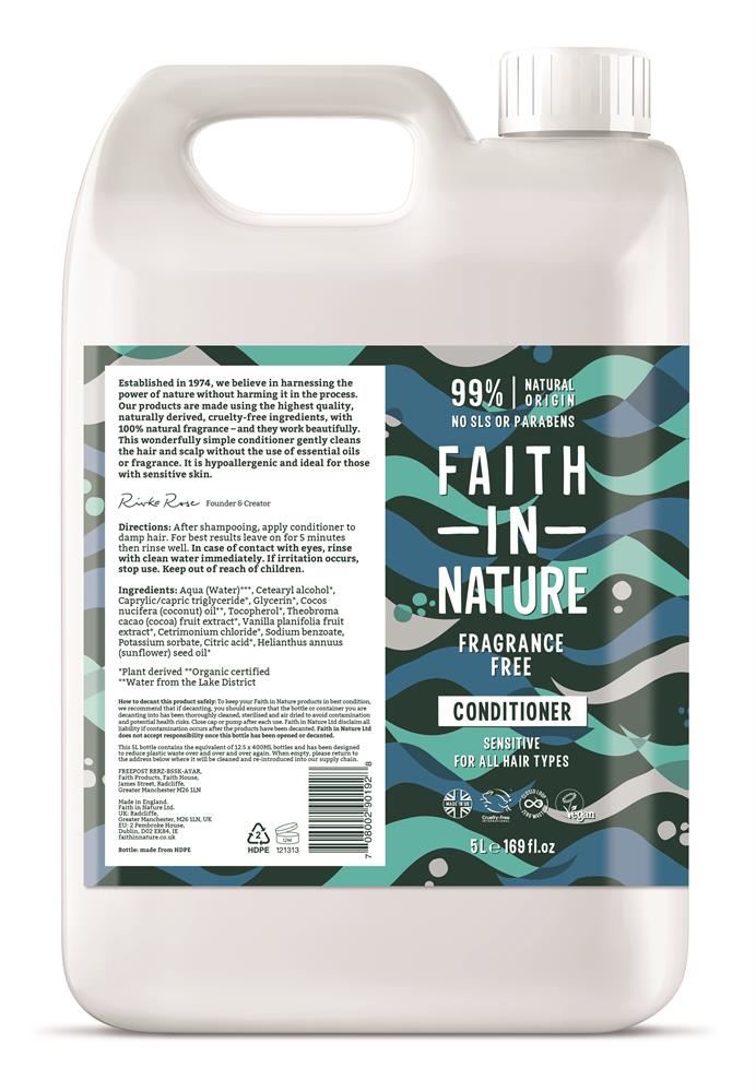 Faith in Nature Fragrance Free Conditioner 5 Litre