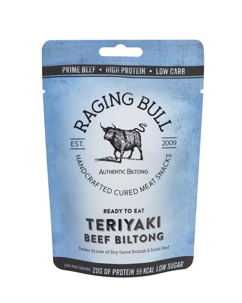 Raging Bull Snacks Teriyaki Beef Biltong 28g - 10 Pack