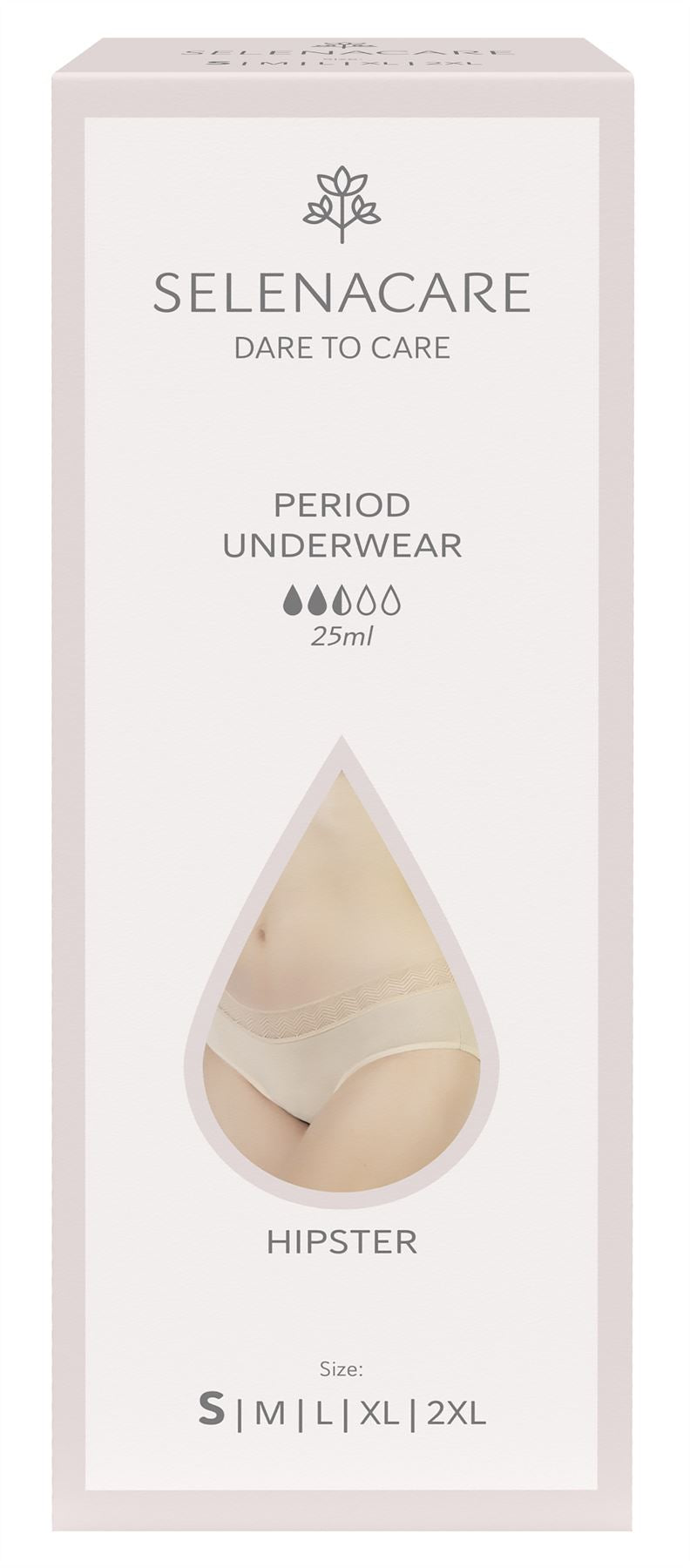 Selenacare Menstrual undies HIPSTER Nude Size S