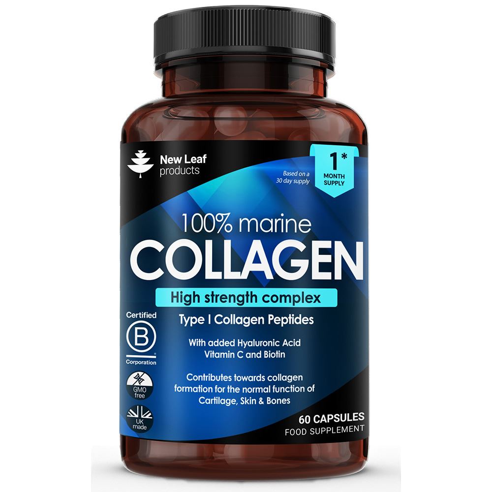 New Leaf Products Hydrolised Marine Collagen 1200mg Type 1 60 Capsules