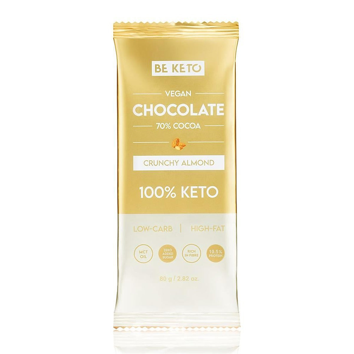 BeKeto Vegan Keto Chocolate + MCT Crunchy Almond 80g