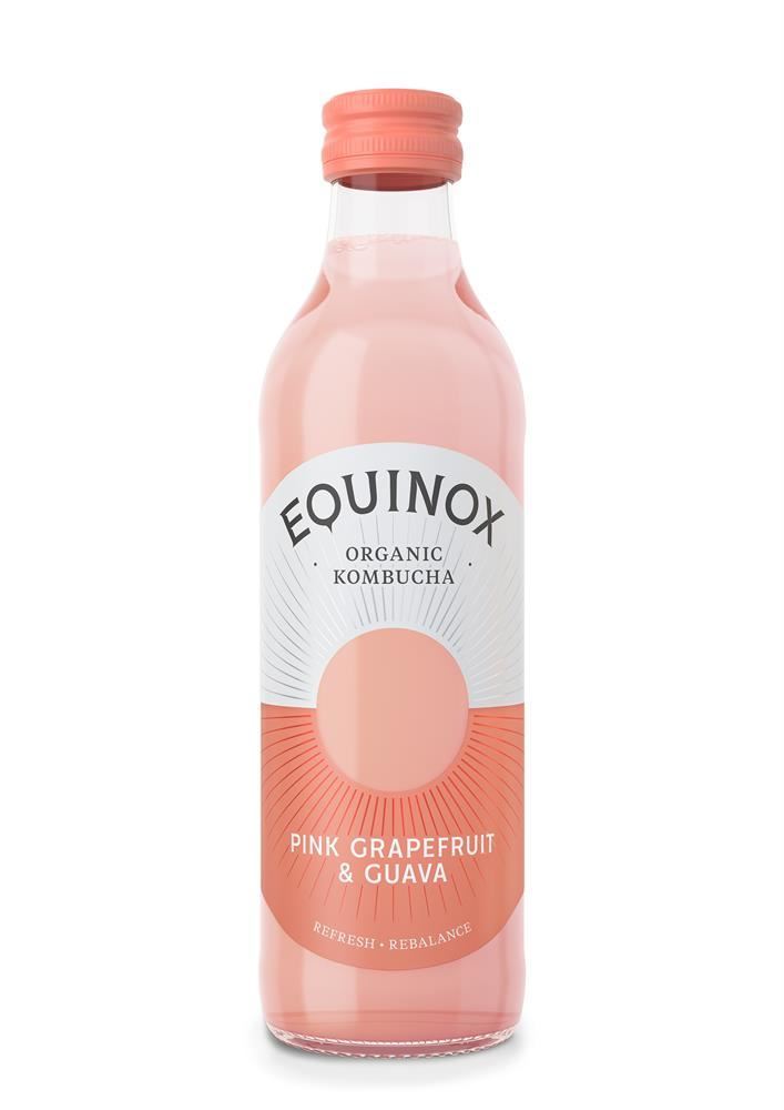 Equinox Kombucha Organic Kombucha Pink Grapefruit Guava 275ml - 6 Pack