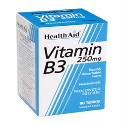 HealthAid Vitamin B3 (Niacinamide) 250mg Prolonged Release 90 Tablets