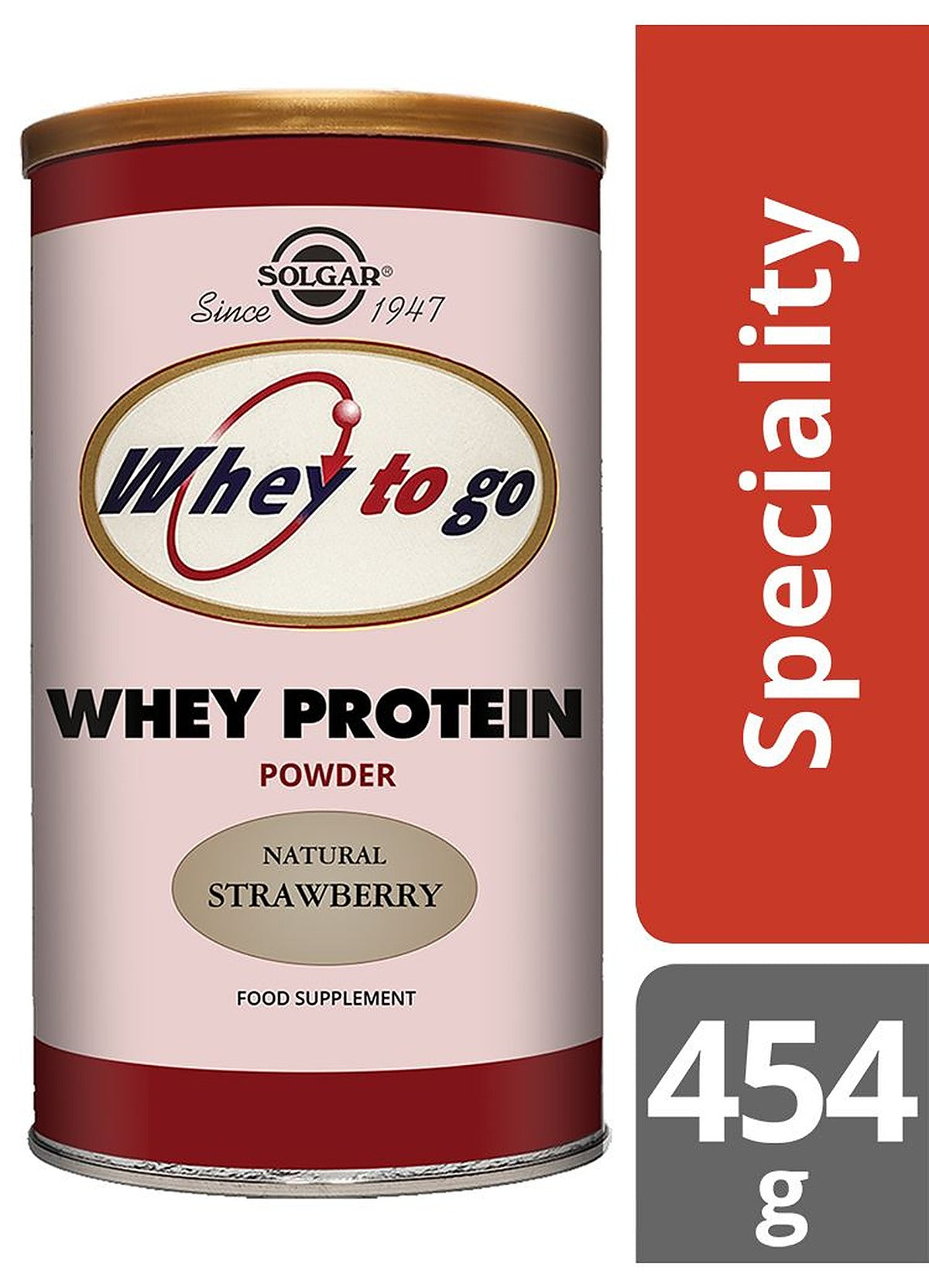 Solgar Whey To Go Natural Strawberry Flavour Protein Powder - 454 g - image 2