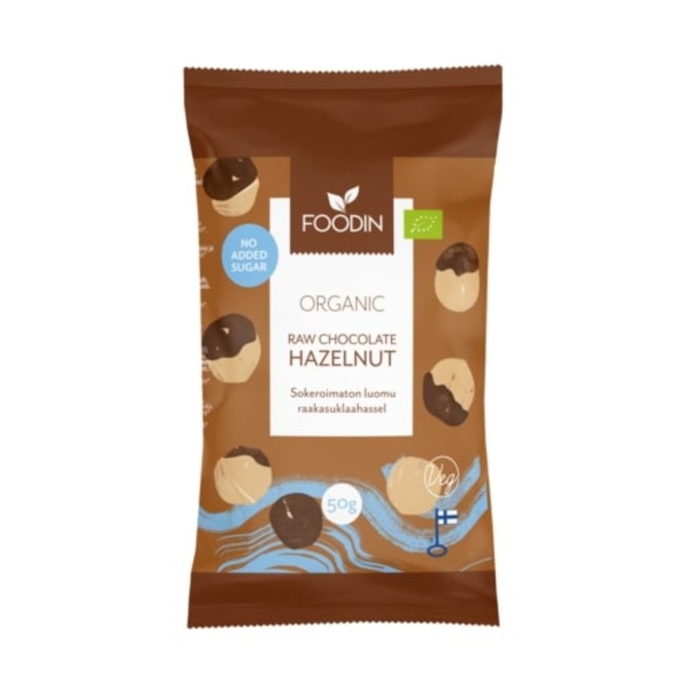 Foodin Organic Raw Chocolate No Added Sugar Hazelnut 50g