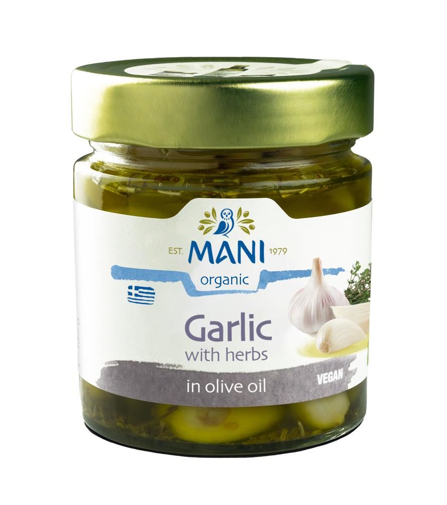 Mani Organic Garlic with Herbs in Extra Virgin Olive Oil 185g