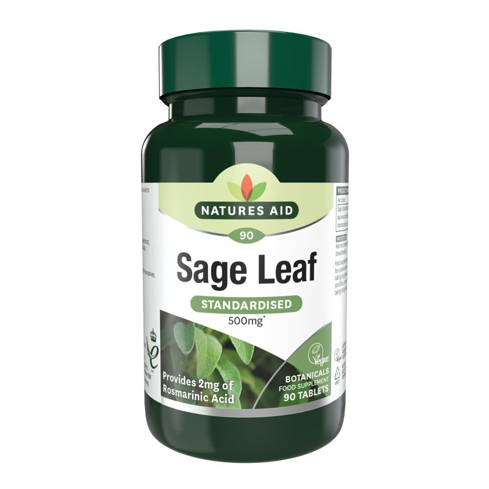 Natures Aid Sage Leaf 50mg (500mg equiv) 90 Tablets