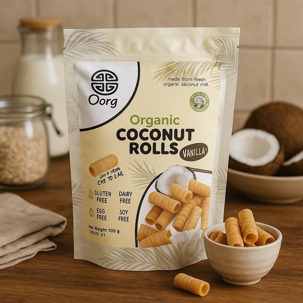 OORG Organic Coconut Rolls Vanilla 100g - 12 Pack