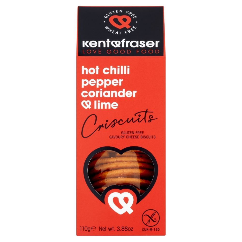 Kent Fraser Gluten-Free Hot Chilli Pepper Coriander Lime Cheese 110g - 6 Pack
