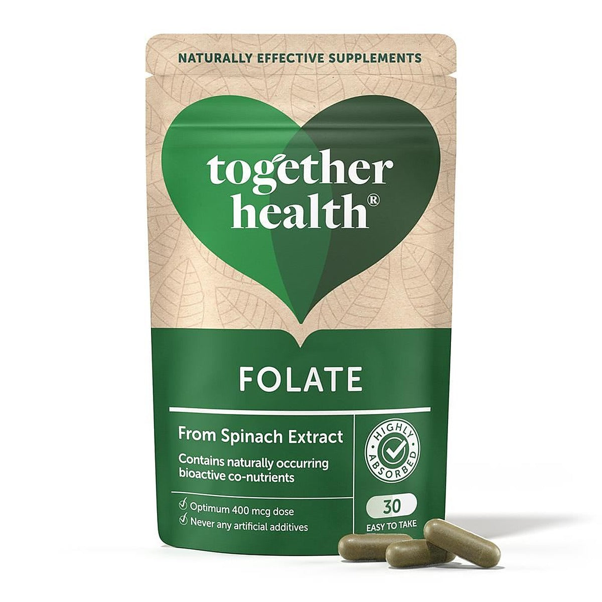 Together Health Natural Folate from Spinach 30 Capsules