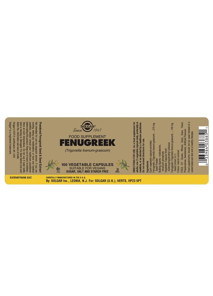 Solgar Fenugreek - 100 Vegicaps
