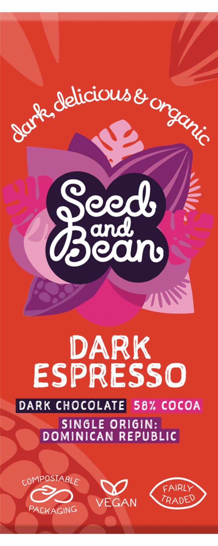 Seed & Bean Organic Fine Dark Chocolate Espresso Bar 75g