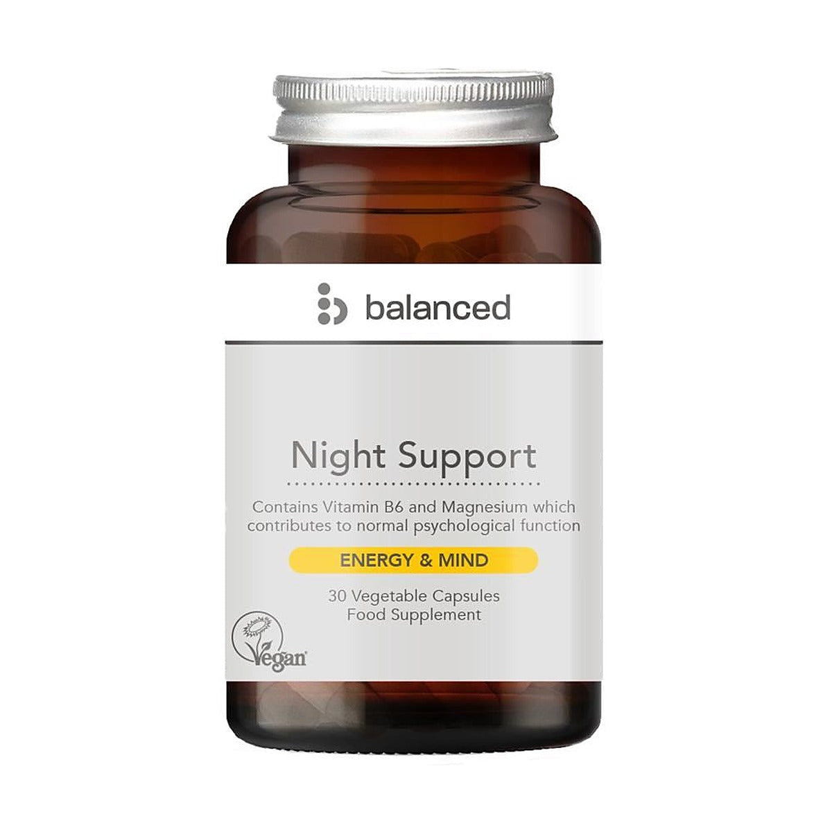 Balanced Night Support 30 Veggie Caps - Reusable Bottle