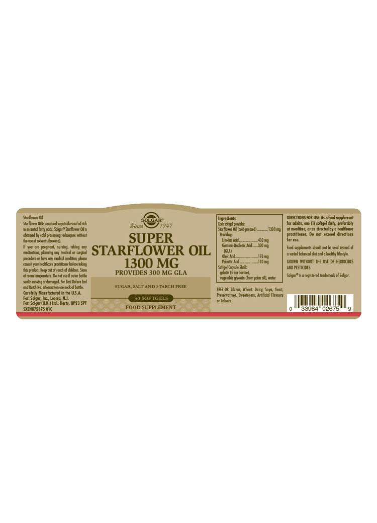 Solgar Super Starflower Oil 1300 mg - 30 Softgels