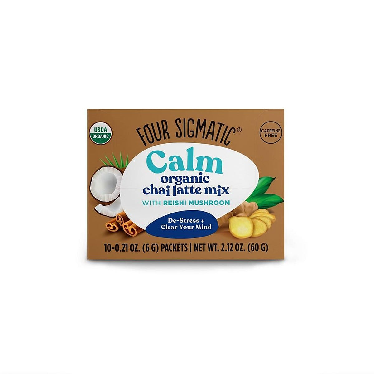 Four Sigma Foods Calm Organic Chai Latte With Reishi mushrooms 10 Sachets