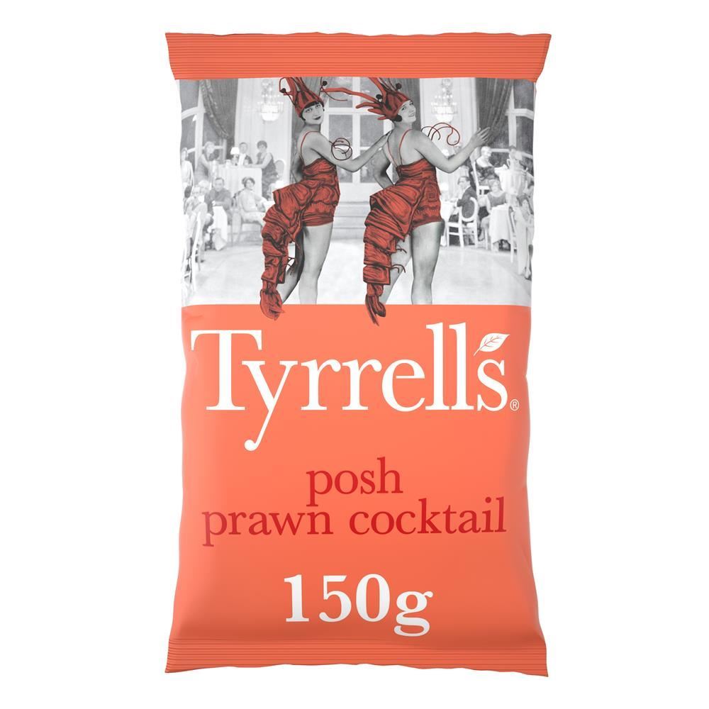 Tyrrells Posh Prawn Cocktail Sharing Crisps 150g - 8 Pack