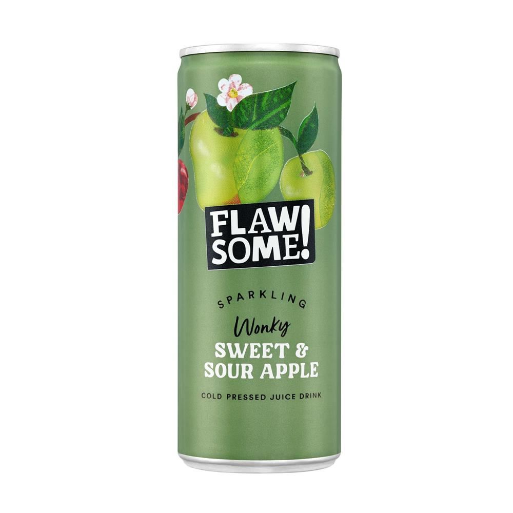 Flawsome! Sweet & Sour Apple Lightly Sparkling Juice Can 250ml