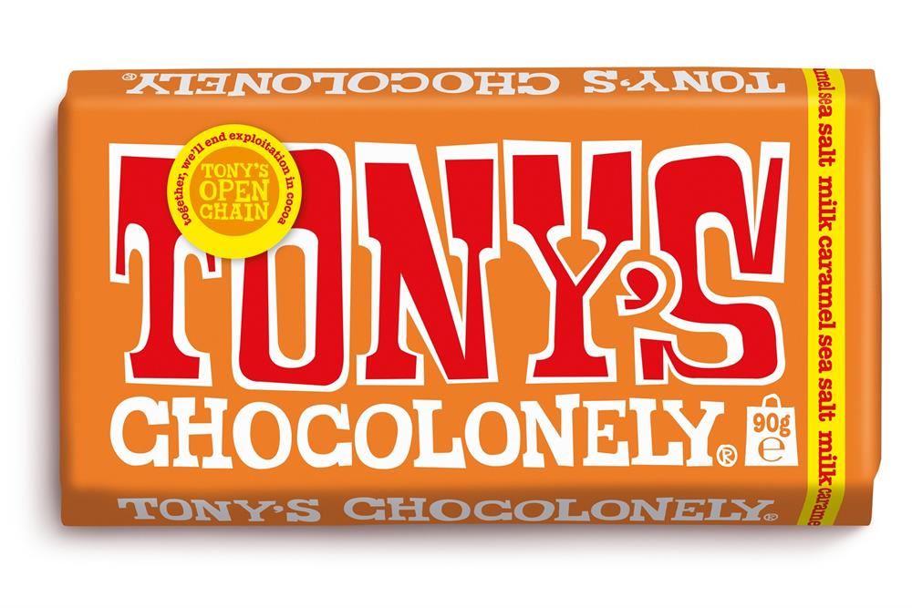 Tonys Chocolonely Milk Choc Caramel Sea Salt Bar 90g - 21 Pack
