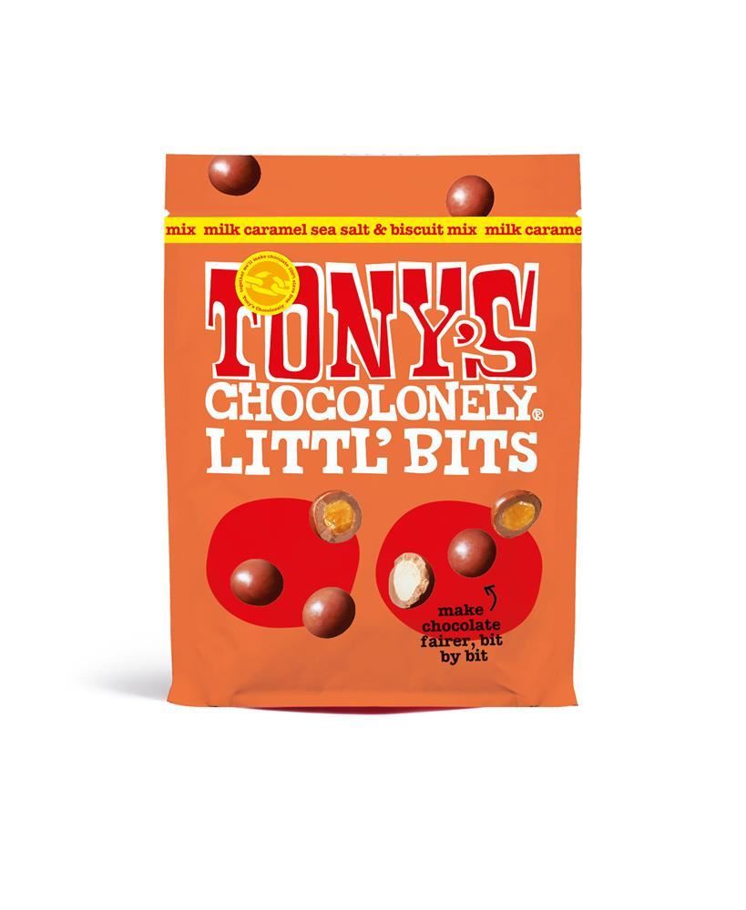 Tonys Chocolonely Littl' Bits Milk Cara Sea Salt & Biscuit 100g - 8 Pack