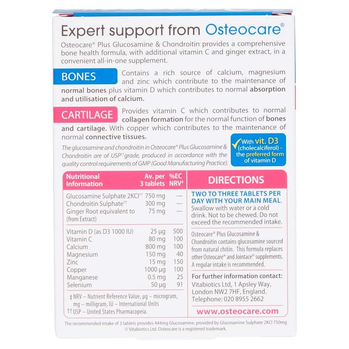 Vitabiotics Osteocare Plus Glucosamine & Chondroitin - 60 Tablets - image 2