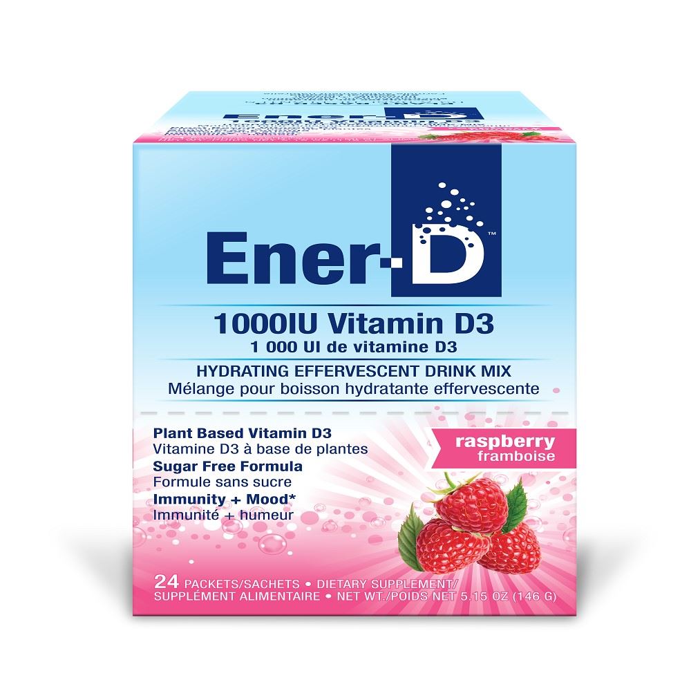 Ener-C Vitamin D3 1000IU Sugar Free Drink Mix Raspberry 24 Sachets