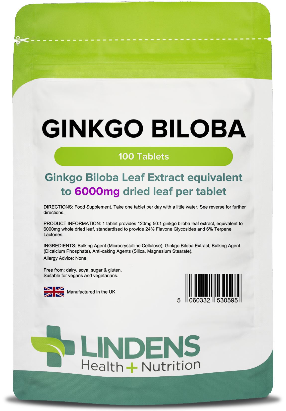 Lindens Ginkgo Biloba 6000mg - 100 Tablets