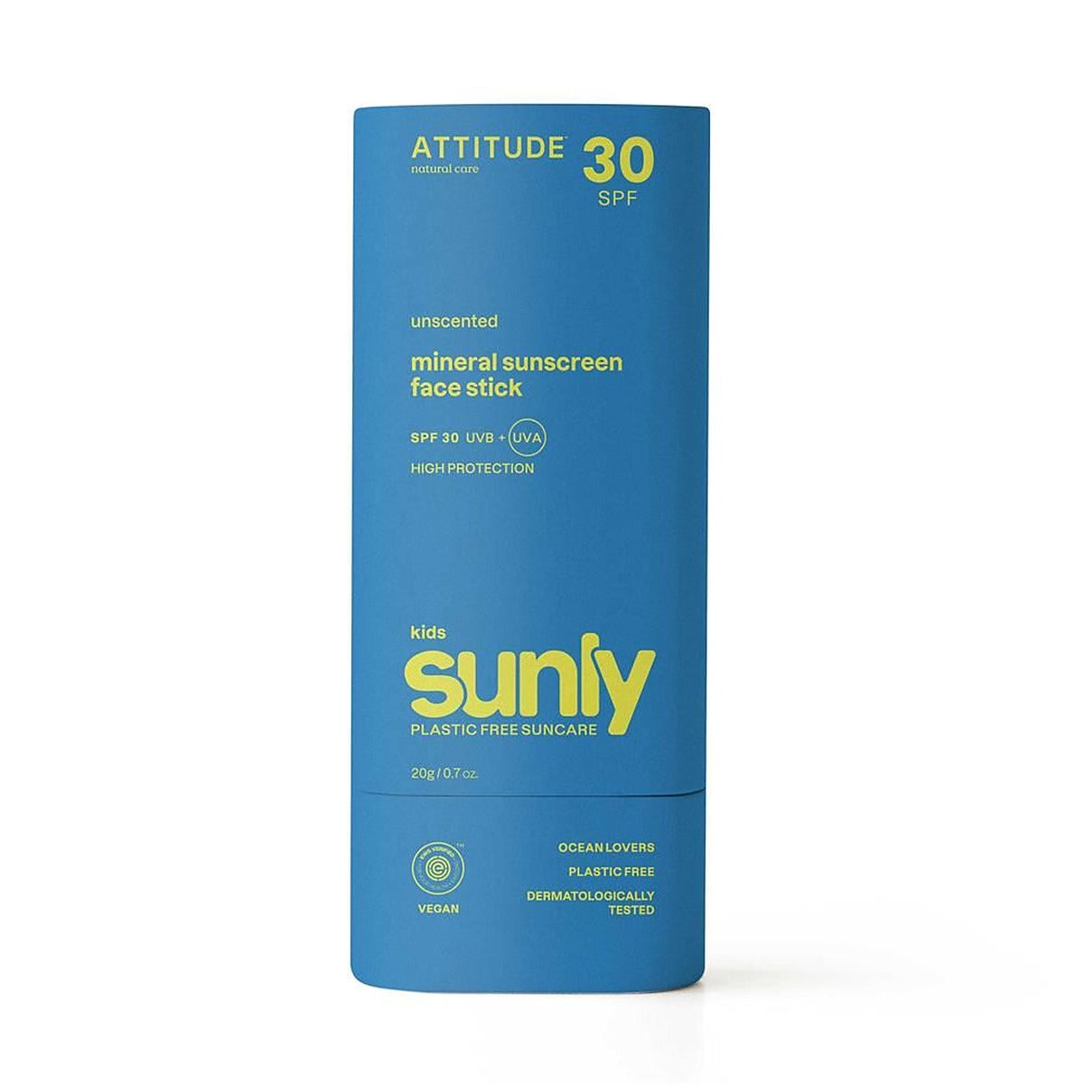Attitude Sunly - Sunscreen Stick Kids Face - Unscented- 30 SPF - 20 g