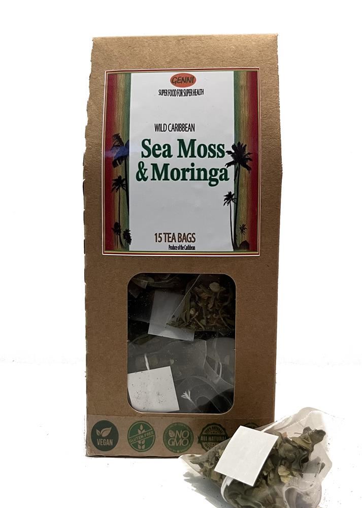 Genni Sea Moss and Moringa Bio Degradable Pyramid 15 Tea Bags