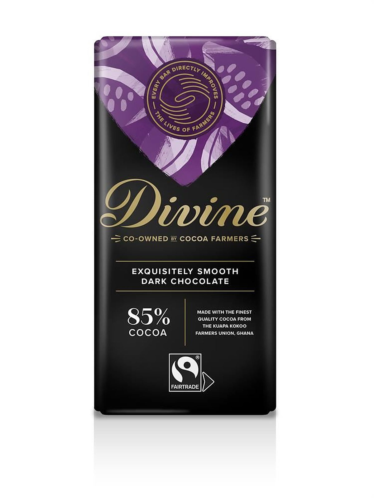 Divine Chocolate Vegan 85% Dark Fairtrade Chocolate 90g
