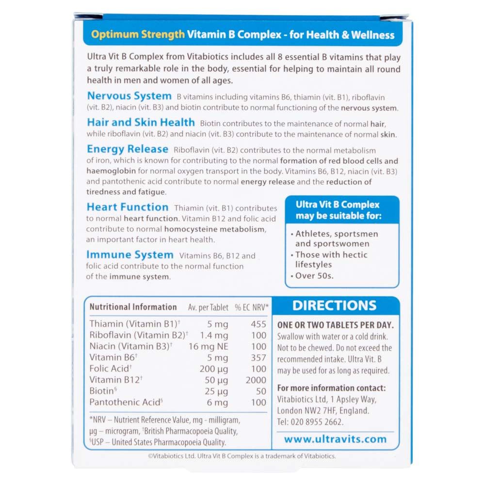 Vitabiotics Ultra Vitamin B Complex Optimum Strength - 60 Tablets