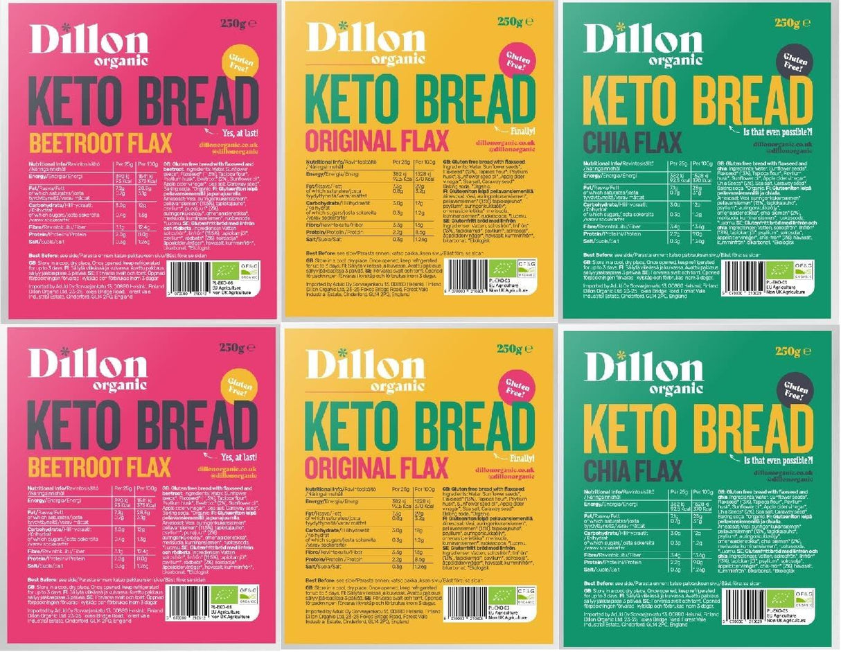 Dillon Organic Keto Bread Mixed Selection 275g - Pack of 6