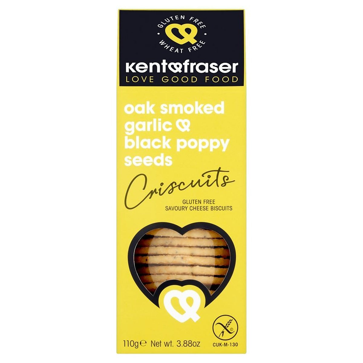 Kent Fraser Gluten-Free Oak Smoked Garlic Poppy Seed Cheese Wafer 110g - 6 Pack