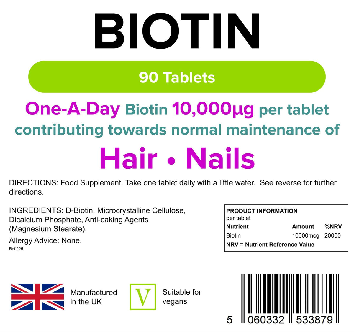 Lindens Biotin 10mg - 90 Tablets - image 2