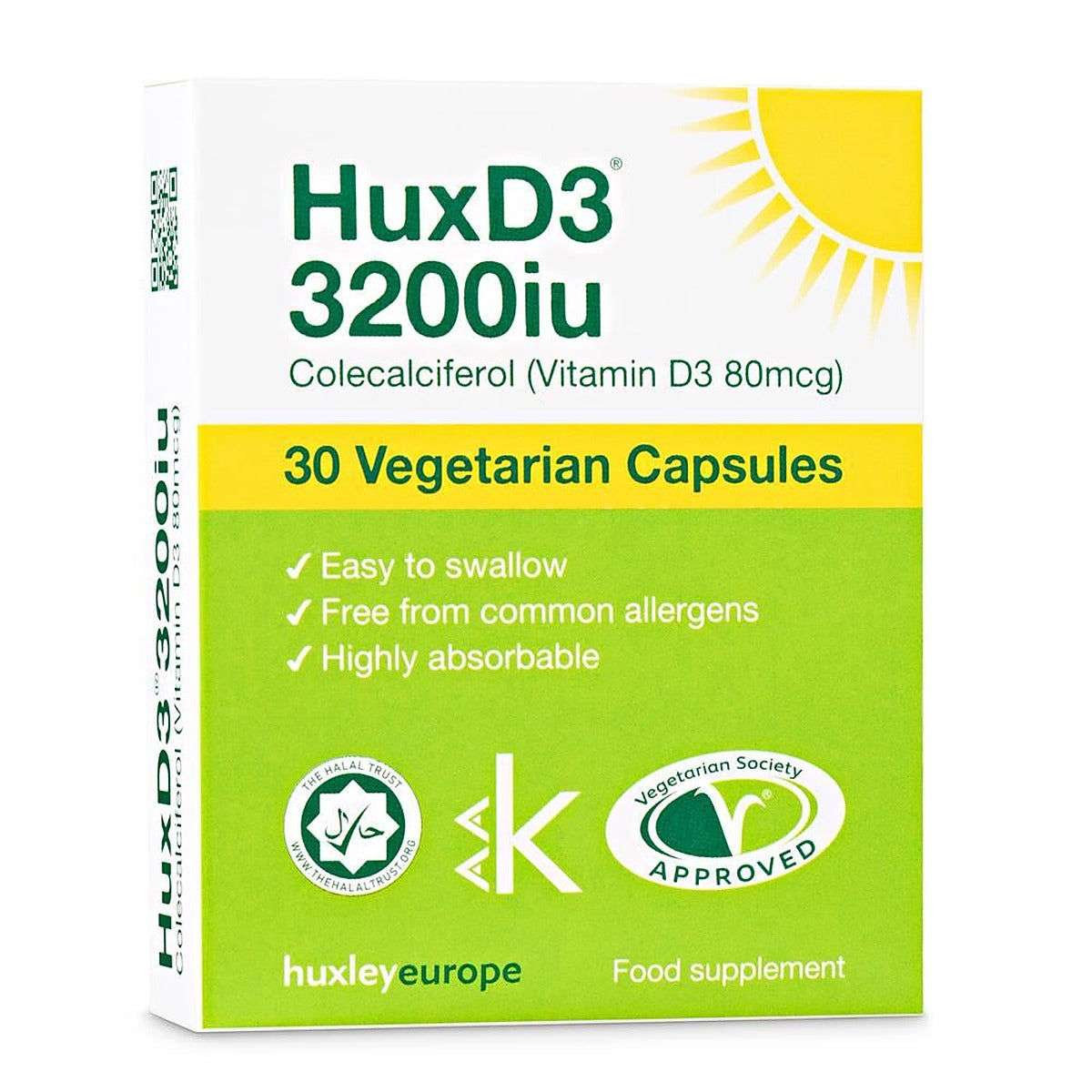 Huxley Europe HuxD3 Vitamin D3 3200iu 30 Capsules