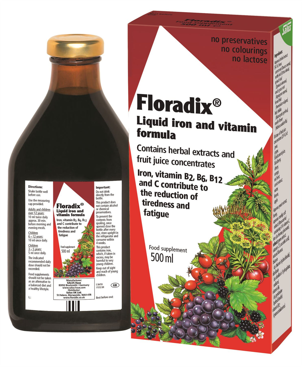 Floradix - Liquid Iron and Vitamin Formula - 500ml