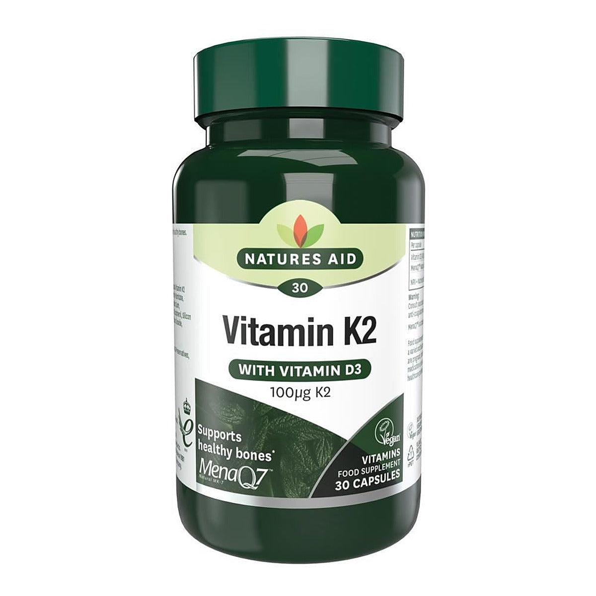 Natures Aid Vitamin K2 (MenaQ7) 100ug 30 Capsues