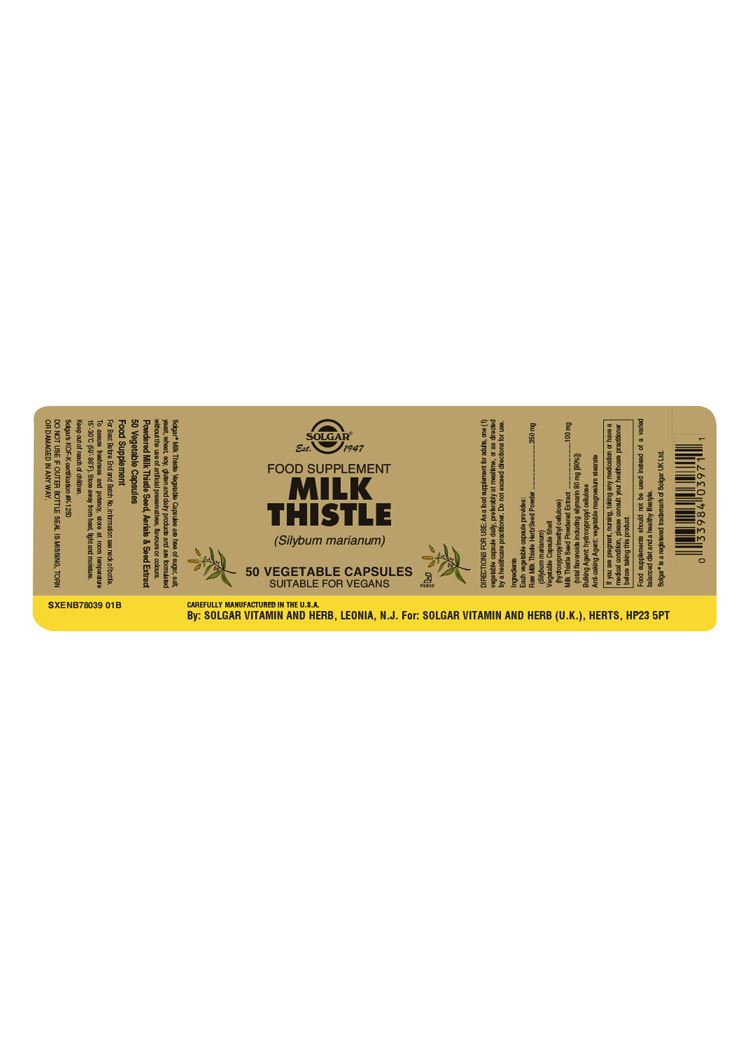 Solgar Milk Thistle - 50 Vegicaps
