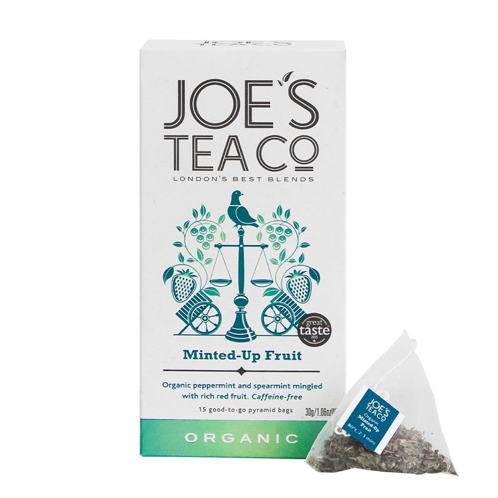 Joes Tea Company Minted-Up Fruit - 15 biodegradable pyramid bags
