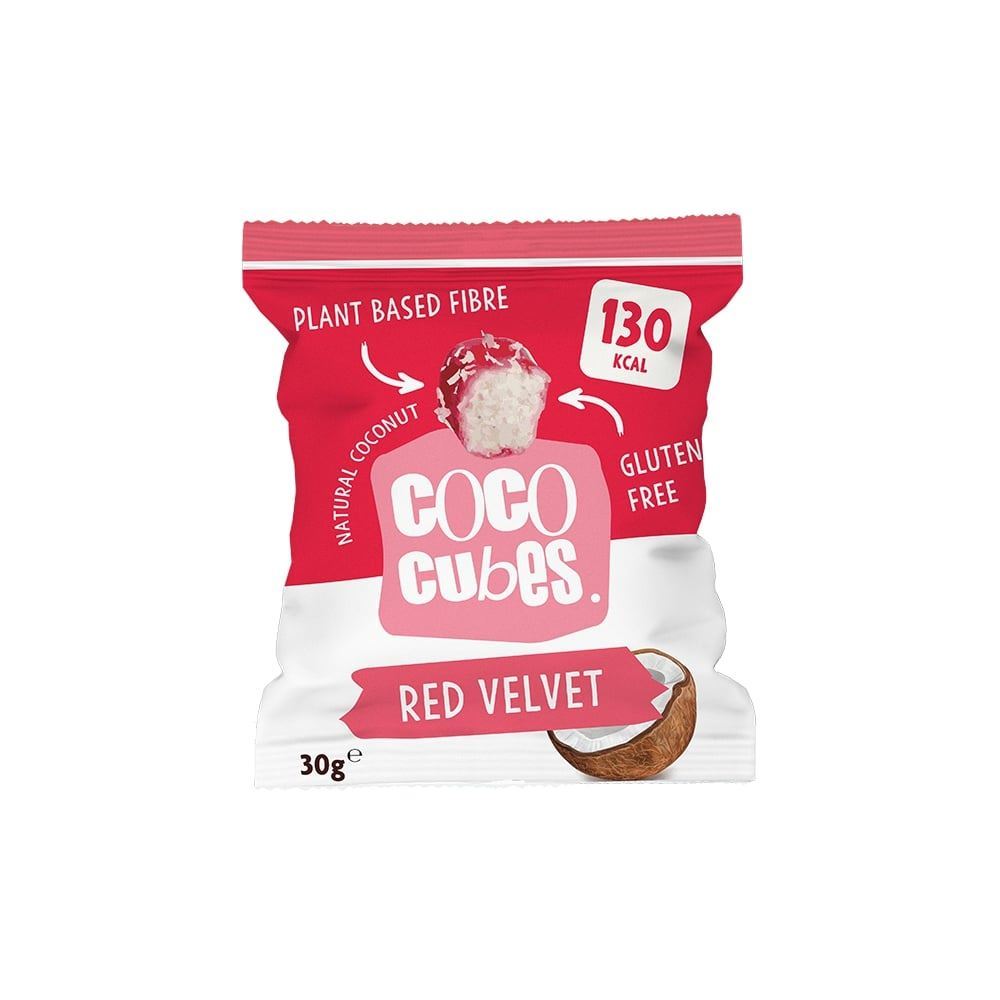 Coco Cubes Red Velvet Coconut Snack 30g - 12 Pack
