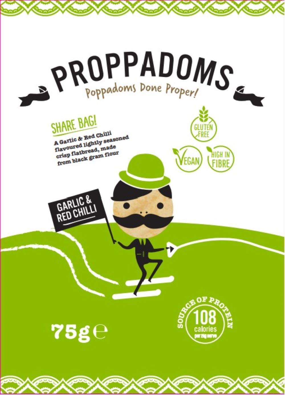 Proppadoms Garlic & Red Chilli Proppadoms 75g - 12 Pack