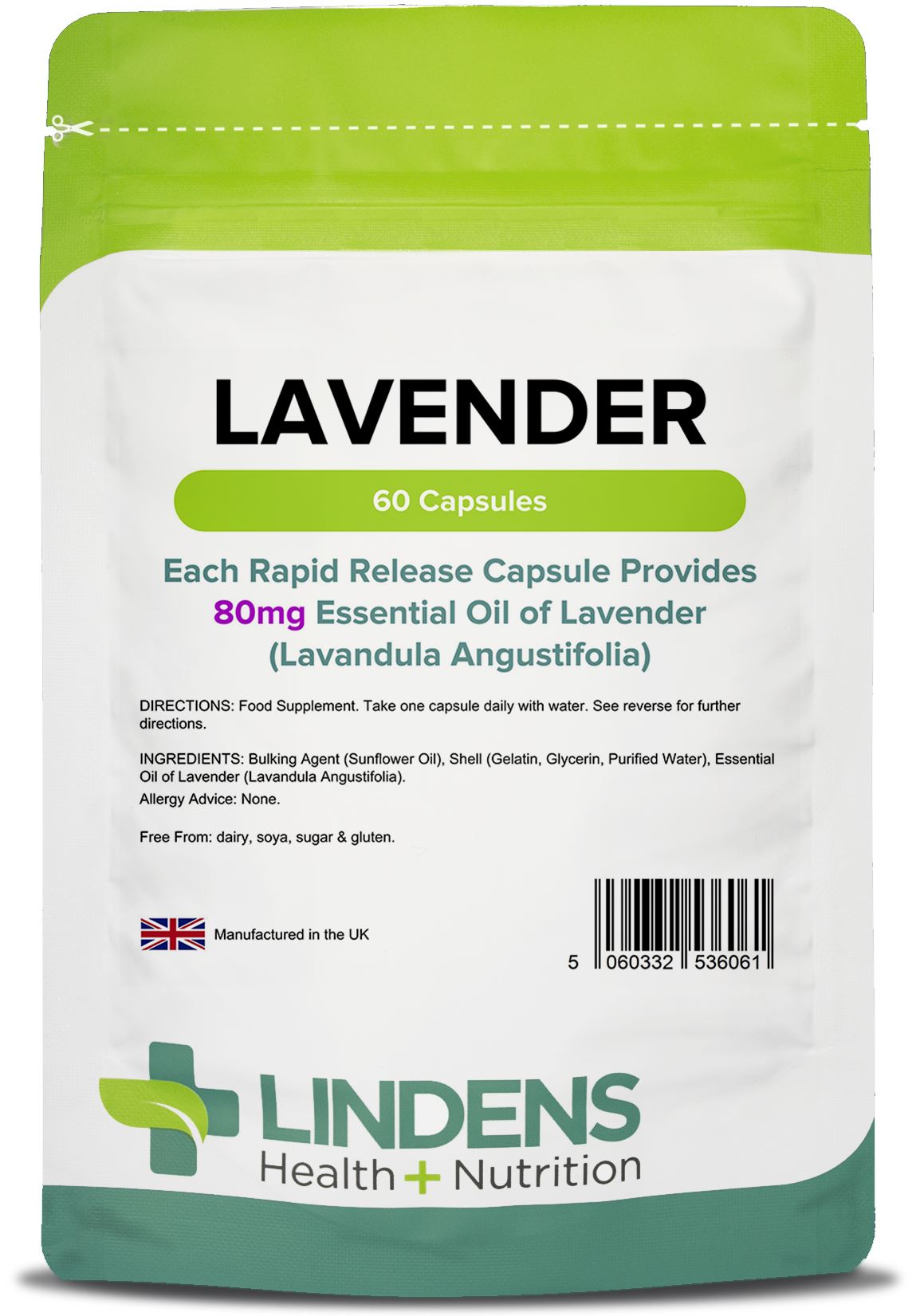 Lindens Lavender Oil 80mg - 60 Capsules