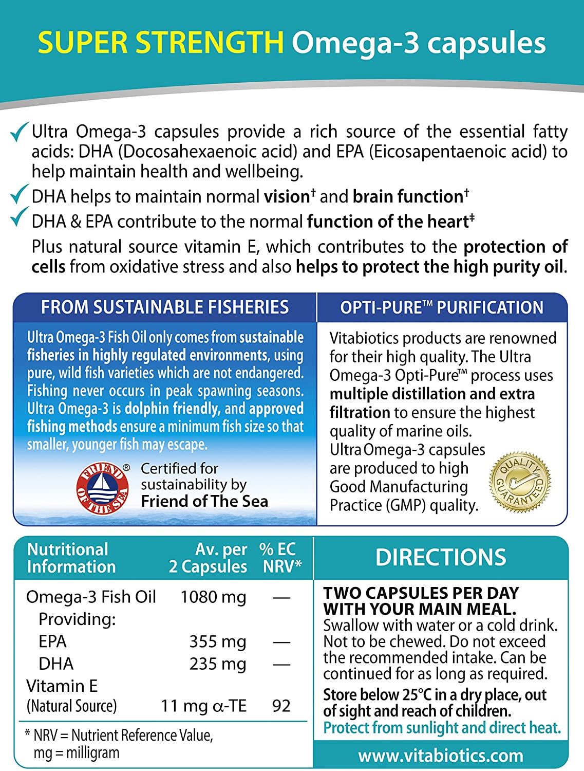 Vitabiotics Ultra Omega-3 High Purity Fish Oil - 60 Capsules