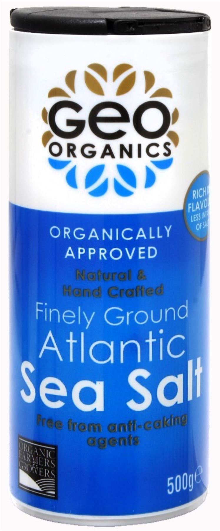 Georganics Organically Approved Atlantic Sea Salt Shaker 500g